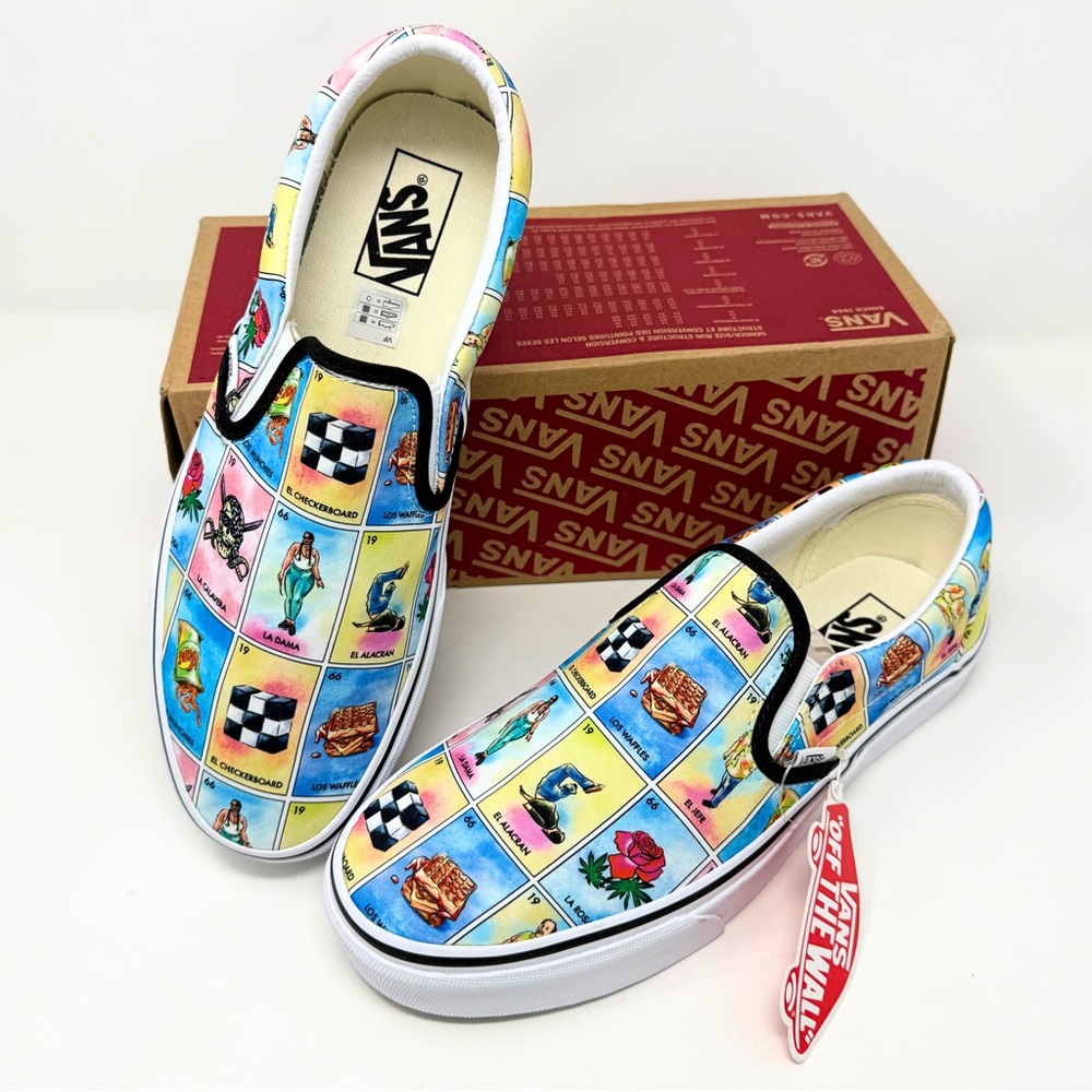 Vans Classic Slip-On Lotería Print Sneakers – New – Men’s 9 / Women’s 10.5